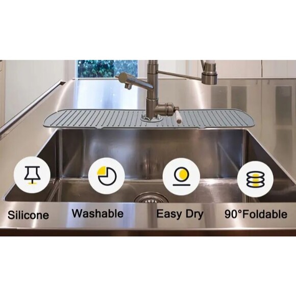 Kitchen Silicone Faucet Mat 6x24in Gray Countertop protector **Gray only** - Picture 1 of 2